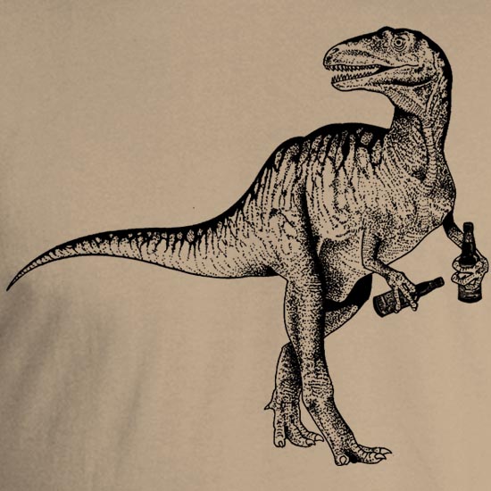 dinosaur drinking beer